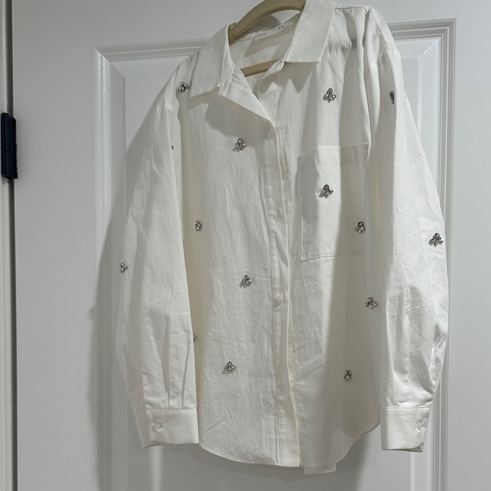 White Embroidered girls Shirt